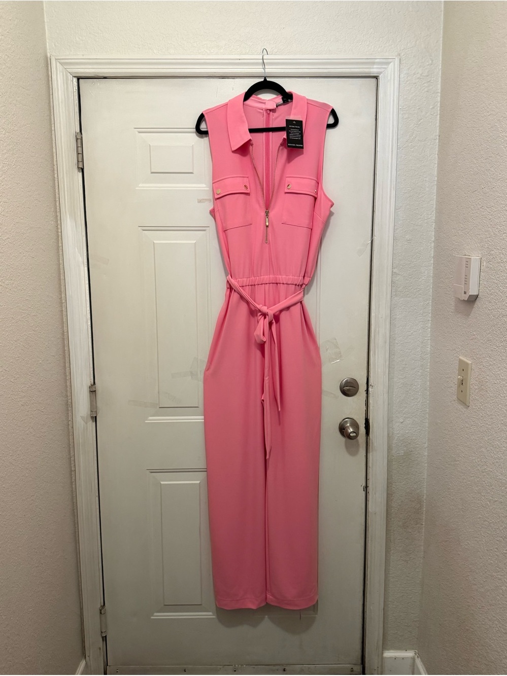 Boston Proper Pink Sleeveless Jumpsuit with Belt